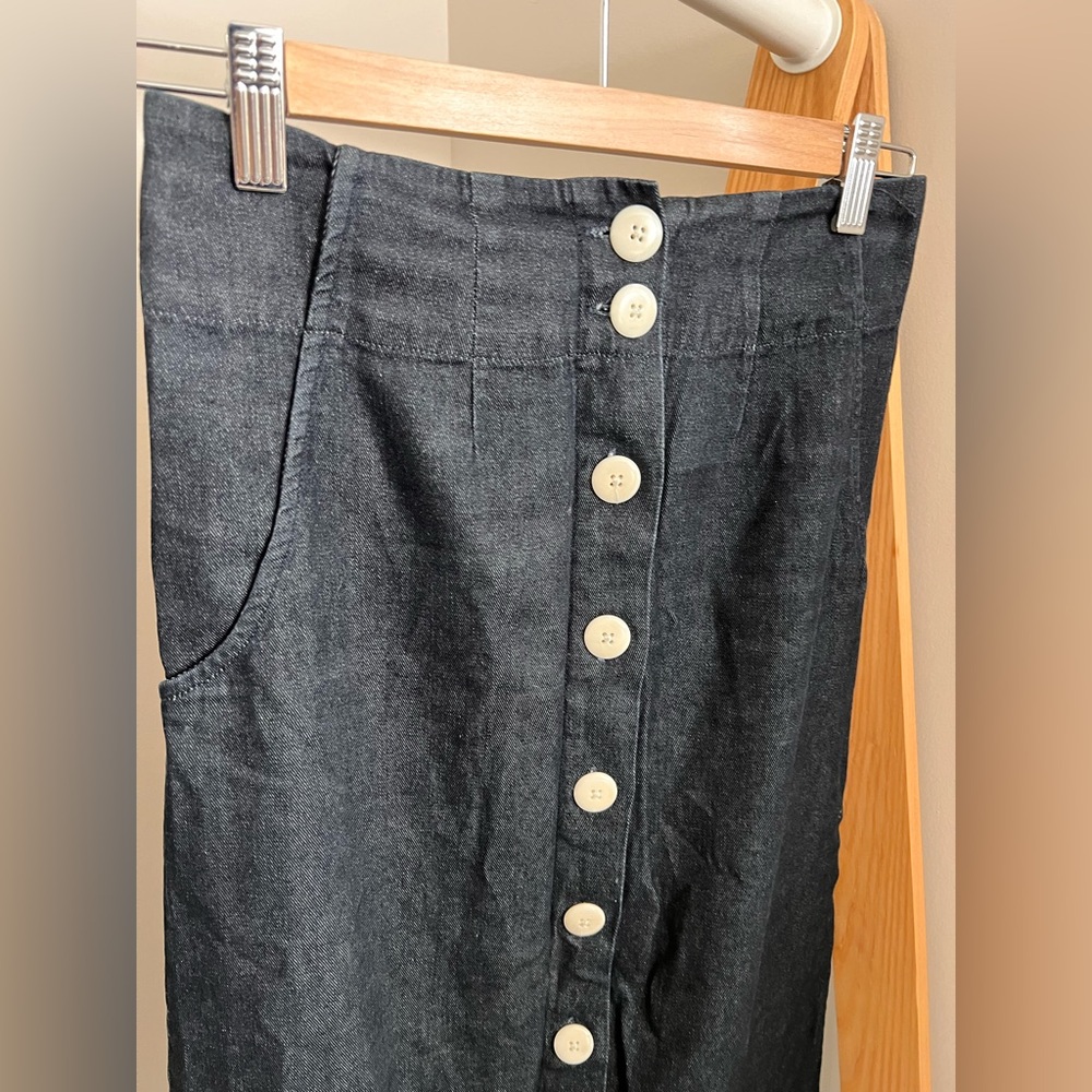 Ilana Kohn Mallin lightweight denim button front pencil A-line skirt sz 0 XS - Picture 3 of 6